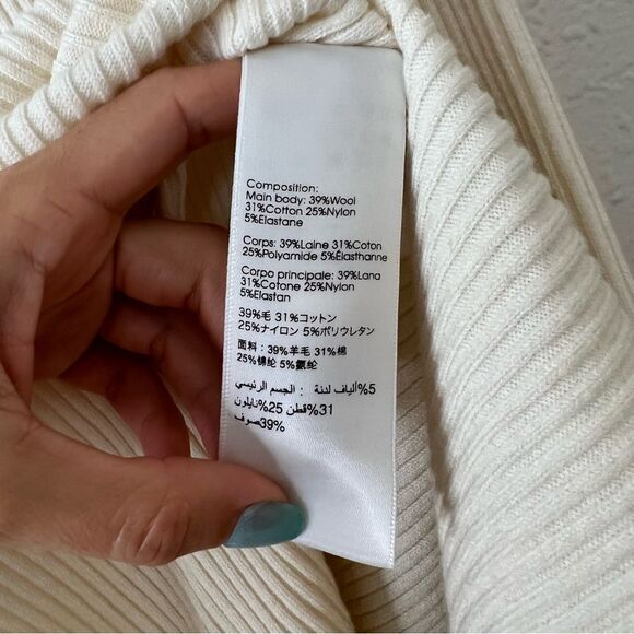 3.1 Phillip Lim Ribbed Sweater With Waist Tie Antique White Beige Size Small - Picture 12 of 13
